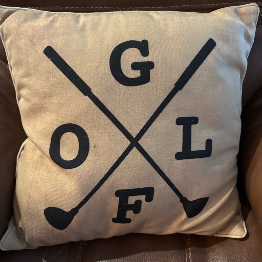 Tan Golf Themed Throw Pillow